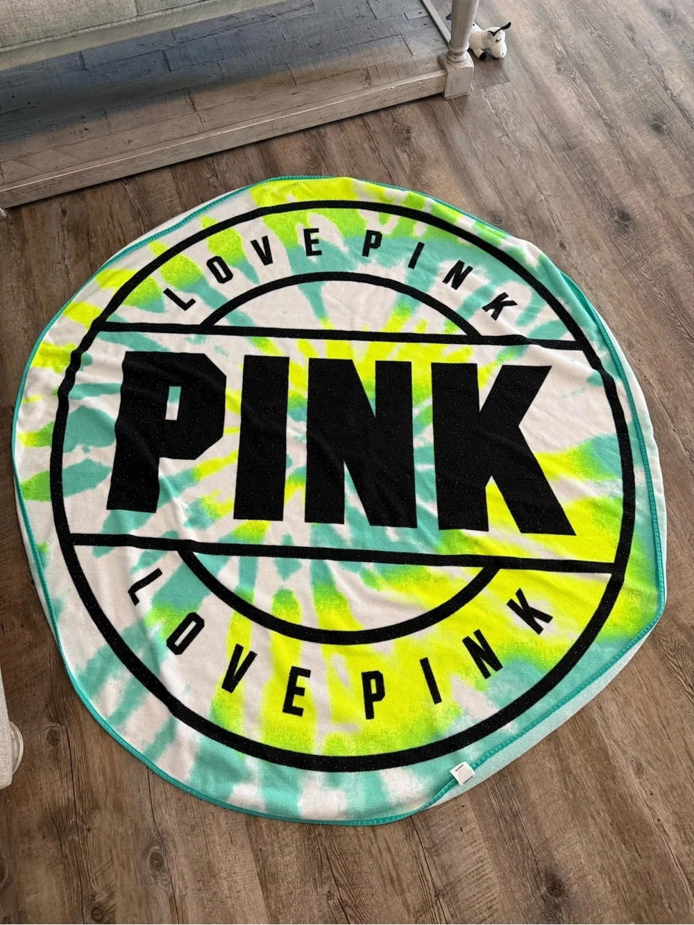 Victoria's Secret PINK Round Beach Towel - Tie Dye Blue/Green